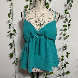 No Boundaries Turquoise Camisole with Ribbon